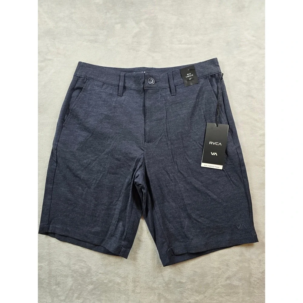 RVCA Hybrid Shorts Mens 28 Blue Cotton Stretch Walkshorts Back In Hybrid NEW